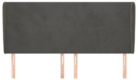 Cabeceira cama c/ abas veludo 163x23x118/128 cm cinzento-escuro