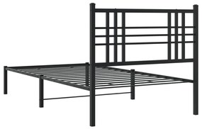 Estrutura de cama com cabeceira 90x200 cm metal preto