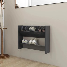 vidaXL Sapateira de parede 80x18x60 cm contraplacado cinzento