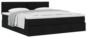 Estrutura de cama otomana com colchão 160x200 cm tecido preto
