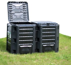 vidaXL Caixote de compostagem para jardim 380 L preto