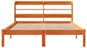 Estrutura cama c/ cabeceira 140x200cm pinho maciço castanho-mel