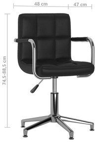 Cadeiras de jantar giratórias 6 pcs couro artificial preto