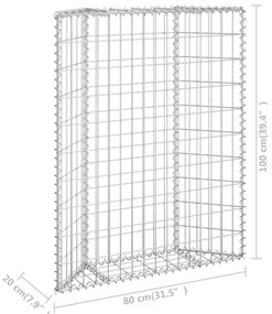 Canteiro elevado/cesto gabião trapézio 80x20x100 cm aço galvan.