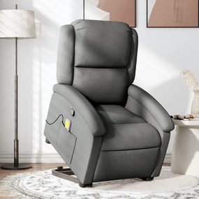 vidaXL Poltrona elevatória de massagens tecido cinzento-escuro