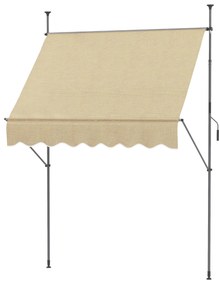 Outsunny Toldo Manual Retrátil com Manivela 200x120x210-300 cm com Altura Ajustável Impermeável para Jardim Varanda Bege