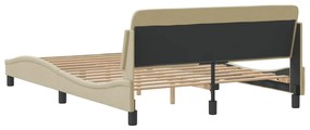 Estrutura de cama sem colchão 120x200 cm tecido cor creme
