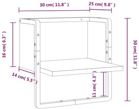 Prateleira de parede com barra 30x25x30 cm carvalho castanho