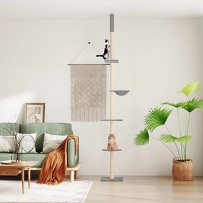 vidaXL Árvore gatos altura ajust. chão-teto 263,5-289,5 cm cinza-claro