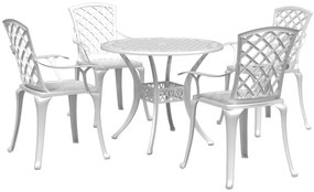 vidaXL 5 pcs conjunto de jantar para jardim alumínio fundido branco
