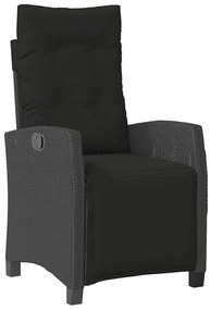 9 pcs conjunto de jantar p/ jardim c/ almofadões vime PE preto