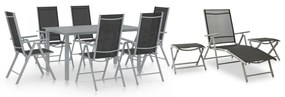 10 pcs conjunto de jantar para jardim preto e prateado