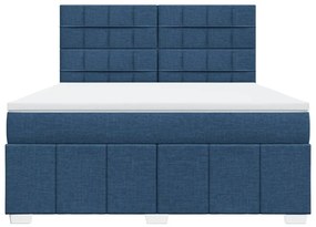 Cama com molas/colchão 180x200 cm tecido azul