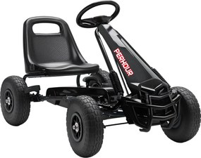 AIYAPLAY Kart a Pedais Go-Kart para Crianças Assento Ajustável Pneus Eva Embraiagem Manual e Freio 110x61x62 cm Preto | Aosom Portugal