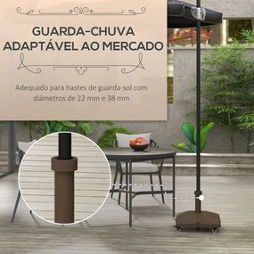 Base para Chapéu de Sol com Rodas de HDPE Compatível com Mastros Ø22-38 mm Recheável com Areia 18 kg ou Água 16 kg  Castanho