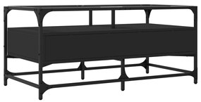 Mesa de centro com topo em vidro preto 98,5x50x45 cm aço