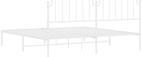 Estrutura de cama com cabeceira 200x200 cm metal branco