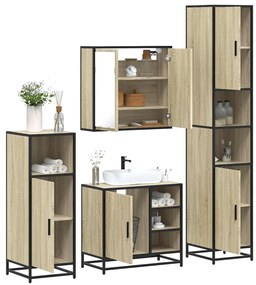 vidaXL 4 pcs conj. móveis casa banho derivados madeira carvalho sonoma