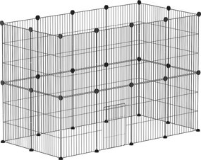 PawHut Recinto Metálico para Animais com 24 Painéis Recinto para Animais Pequenos Personalizável 120x60x80 cm Preto | Aosom Portugal