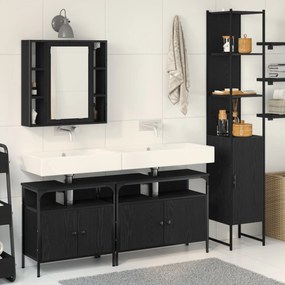Conjunto de Móveis para Banheiro de 4 Peças Carvalho Preto Madeira Eng