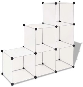 vidaXL Cubos de arrumação com 6 compartimentos branco