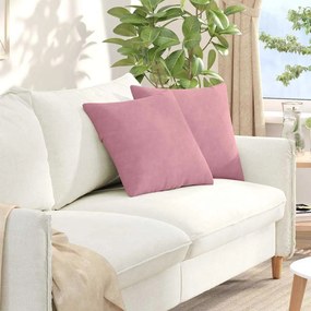 vidaXL Travesseiros de Sofá 2 pcs Rosa 45 x 45 cm
