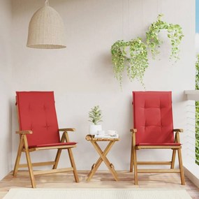 vidaXL Cadeiras de jardim reclináveis c/ almofadões 2 pcs teca maciça