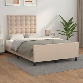 vidaXL Estrutura cama cabeceira 120x200 cm couro artificial cappuccino