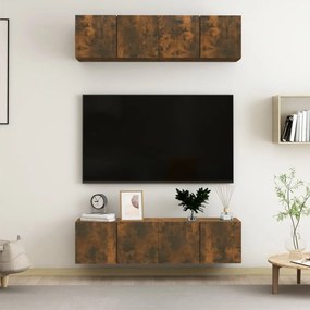 vidaXL Móveis de parede 4pcs 60x30x30cm deriv. madeira carvalho fumado