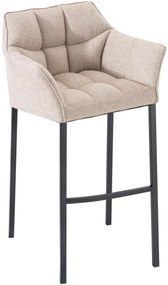 Banco de bar Damaso em tecido e com estrutura preta 64 x 110 x 48 cm Bege marfim