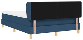 Cama Box Spring vidaXL com Colchão - Azul, 140x190 cm, Tecido