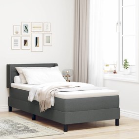 Cama Box vidaXL com Colchão Cinza Escuro 90x200 cm Tecido, Cabeceira c