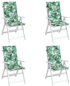 Almofadões cadeira de encosto alto 4 pcs tecido folhas