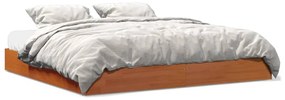 Estrutura de cama 200x200 cm pinho maciço castanho cera
