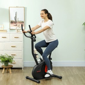 Bicicleta Estática com 8 Níveis de Resistência Magnética Sensor de Frequência Assento Ajustável Ecrã LCD 88x50,5x131,5 cm Preto