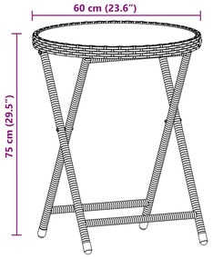 3 pcs conjunto de bistrô com almofadões vime PE/acácia cinza