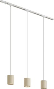 Sistema de iluminação de trilho moderno com 3 luzes pendentes branco com bege 1-fase - Iconic Holt
