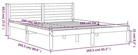 Estrutura de cama 160x200 cm madeira pinho maciça castanho cera