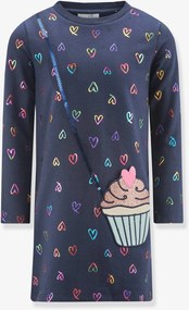 Vestido com corações e cupcake Happy Girls para menina marinho