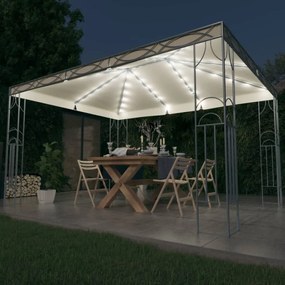 vidaXL Gazebo com cordões de luzes LED 400x300 cm cor creme