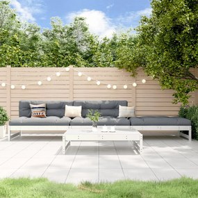 vidaXL 4 pcs conjunto lounge de jardim madeira de pinho maciça branco