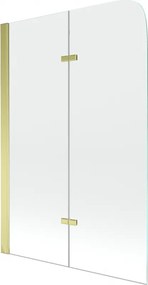 Mexen Felix resguardo de banho com 2 painéis, 80 x 140 cm, transparente, dourado - 890-080-002-50-00