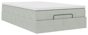Cama otomana com colchão cinza claro 120x190 cm Veludo