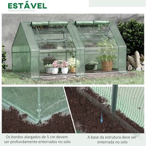 Estufa Pequena Estufa de Exterior com Proteção Dupla Janelas Estufa para Cultivos de Plantas e Flores 180x90x90 cm Verde