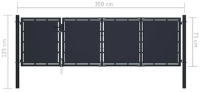 Portão de jardim 350x75 cm aço antracite