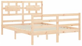 Estrutura de cama com cabeceira 140x190 cm madeira maciça