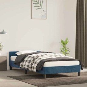 Estrutura de cama sem colchão 90x200 cm veludo azul-escuro