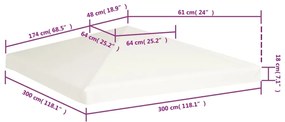 Cobertura de gazebo 310 g/m² 3x3 m branco nata