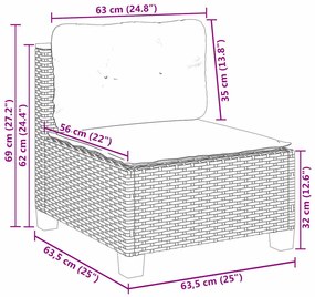 5 pcs conjunto de sofás p/ jardim com almofadões vime PE bege