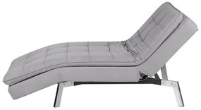 Chaise-longue ajustável em veludo cinzento claro LOIRET Beliani